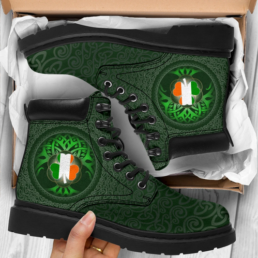 Premium 3D Celtic Ireland Flag Shamrock Boots MEI