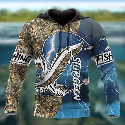 Sturgeon fishing Sport Camo Tattoos - Blue version TR070301 - Amaze Style™-Apparel