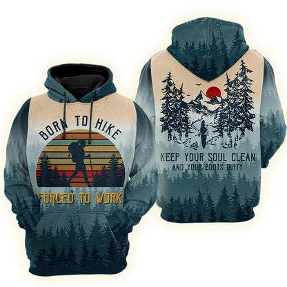 Hiking trails open Born to hike 3D all over printed shirts