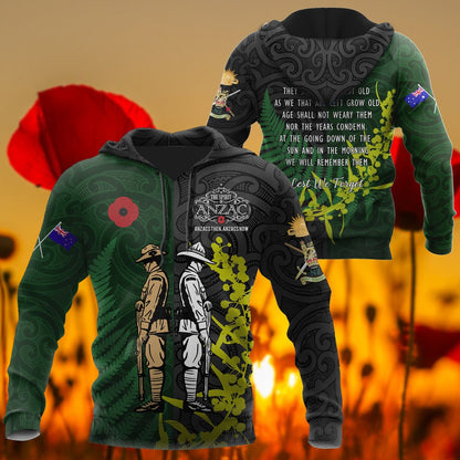 Tmarc Tee The ode Anzac day Kiwi and Australia Soldier 3D print shirts