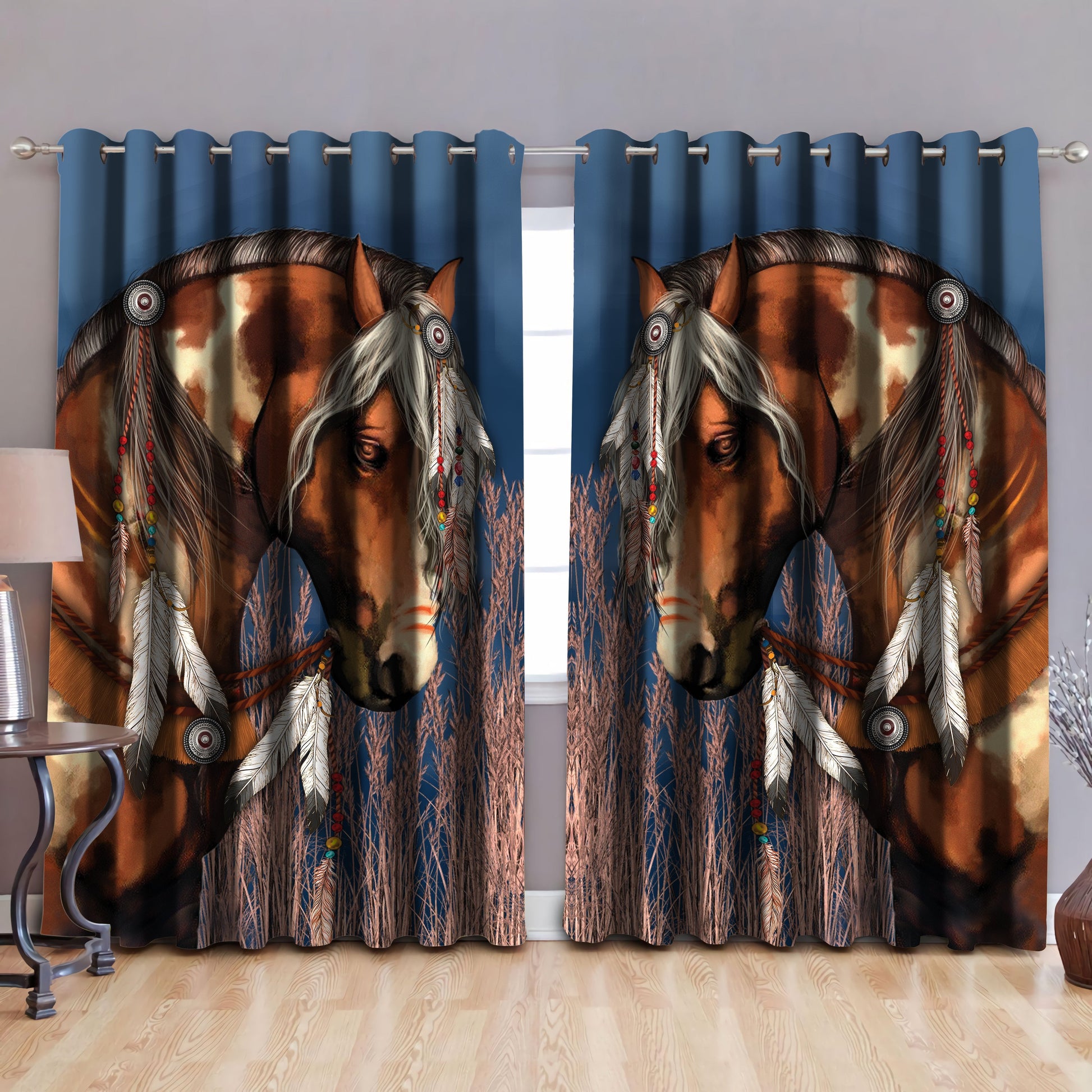 Native Horse Blackout Thermal Grommet Window Curtains TR1605201S - Amaze Style™-Curtains