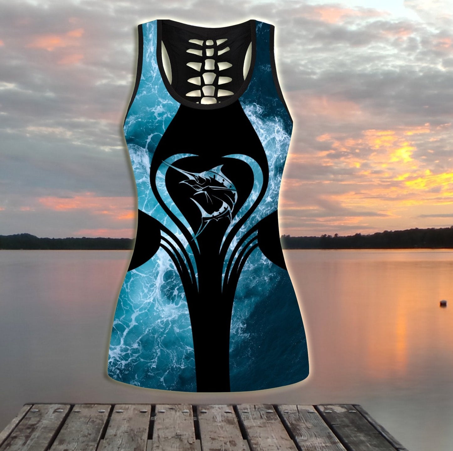 Marlin fishing gear blue ocean Combo Legging + Tank TR2704202 - Amaze Style™-Apparel