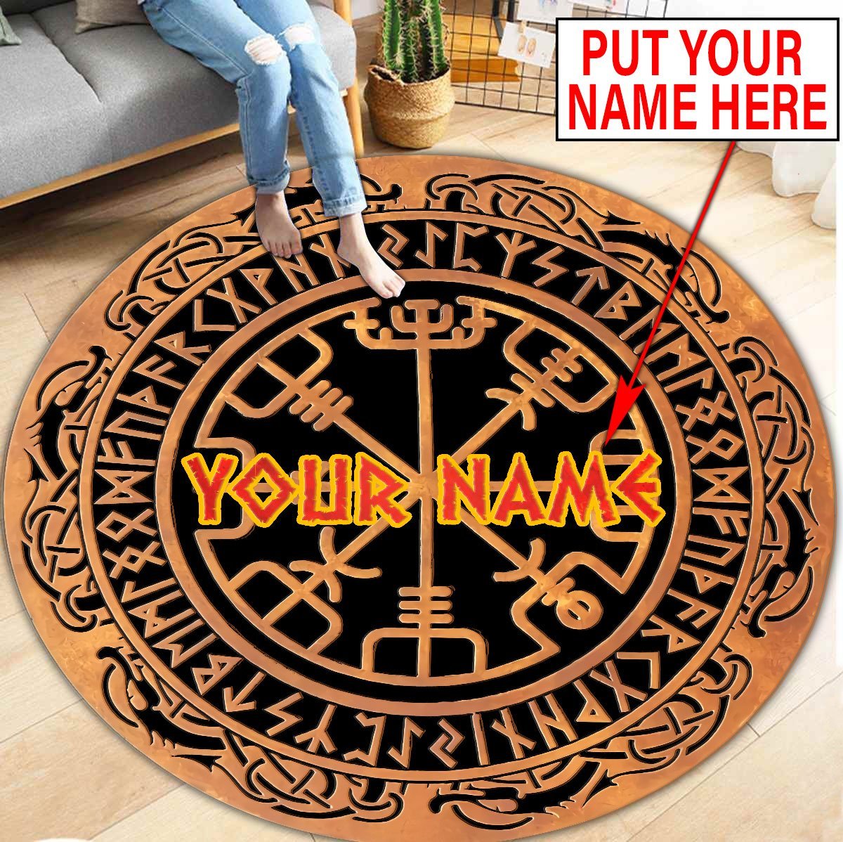 Customize Name Viking Circle Rug HHT18052104