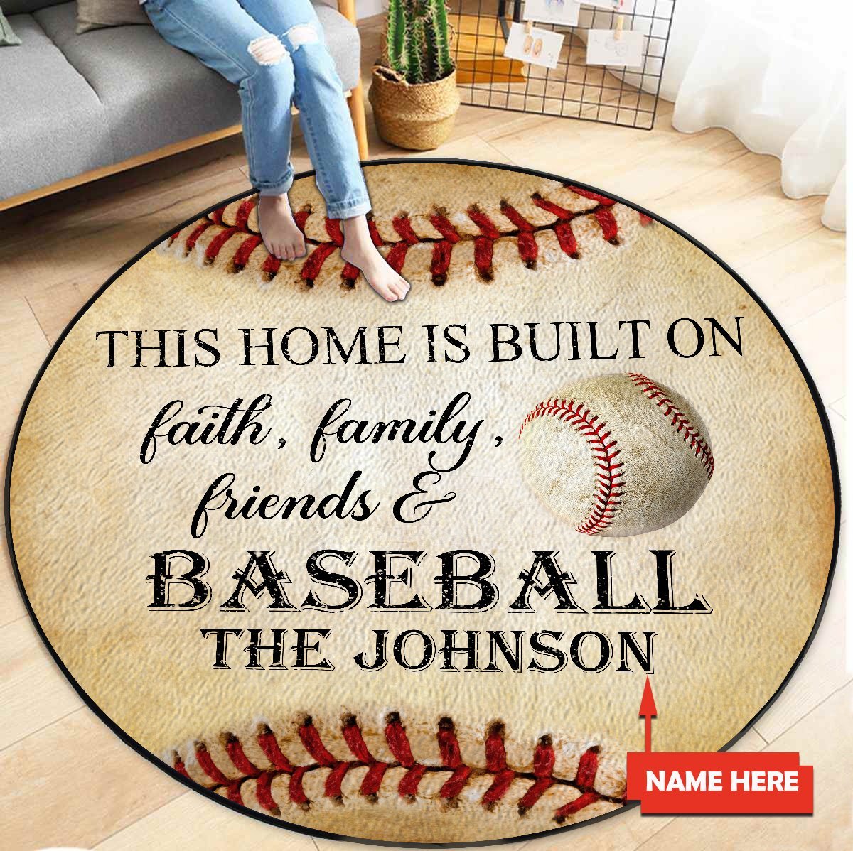 Customize Name Baseball Circle Rug TNA22052102