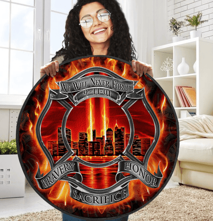 Never Forget Firefighter Circle Rug