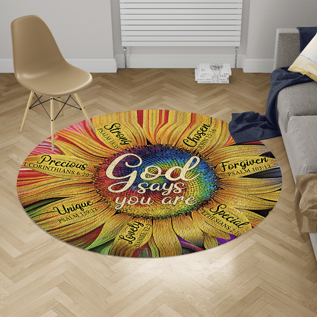 Jesus-Sunflower God Say You Circle Rug