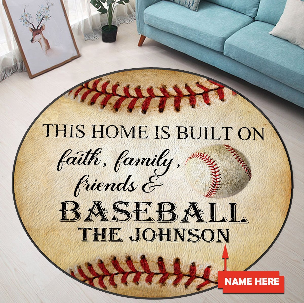 Customize Name Baseball Circle Rug TNA22052102