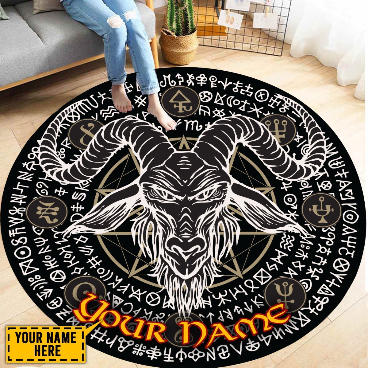 Customize Name Skull Circle Rug NTN19052103