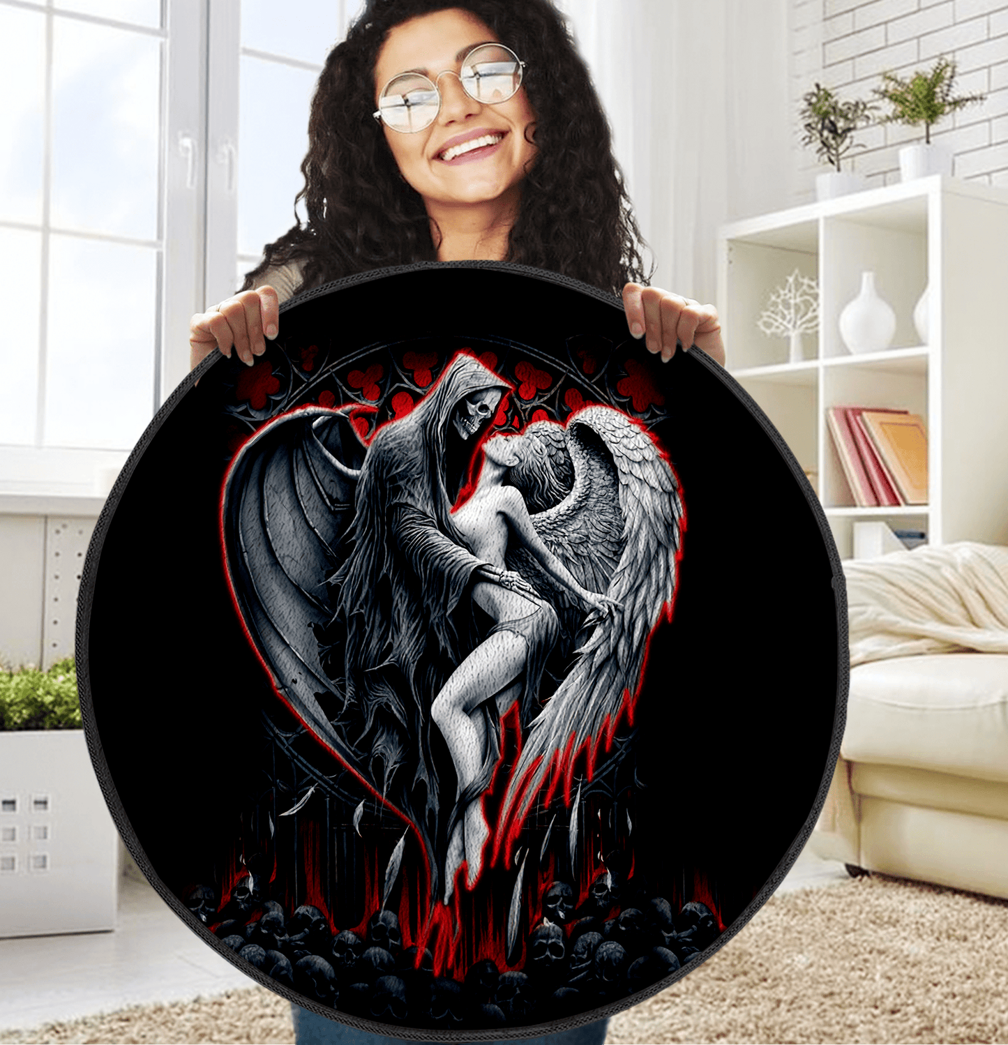 Skull and Beauty Circle Rug