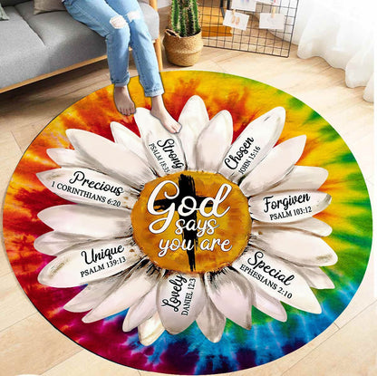 Jesus-Daisy God Say You Are Circle Rug