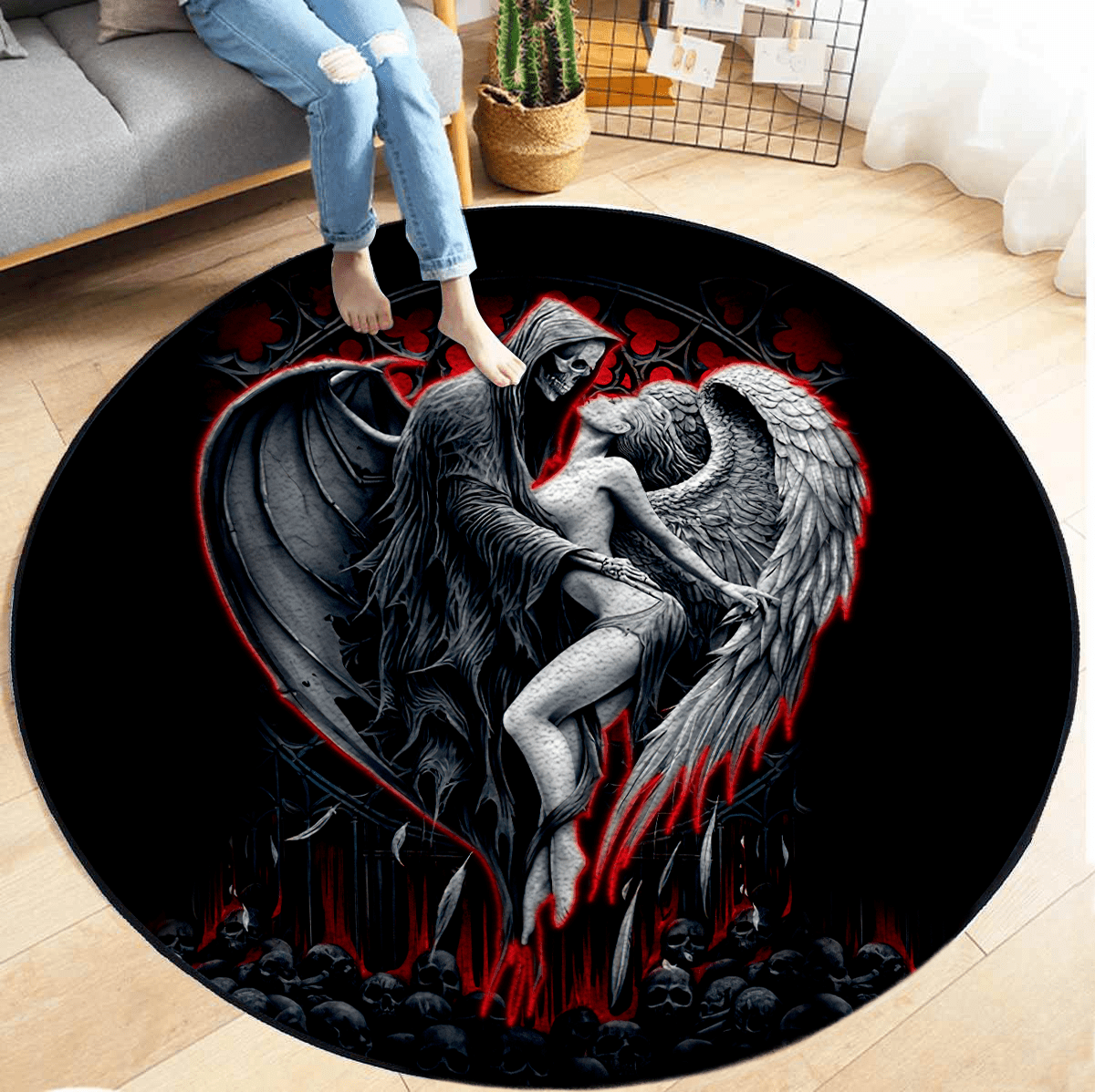 Skull and Beauty Circle Rug