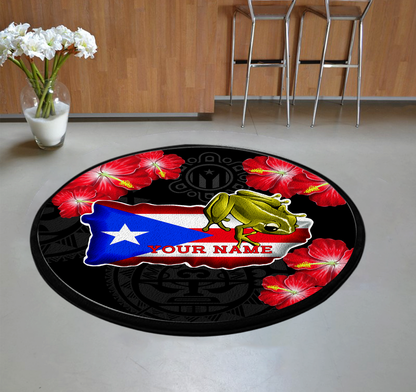 Customize Name Puerto Rico Circle Rug SN17042101.S4