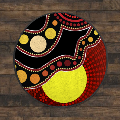 Aboriginal Flag Circle Dot Australia Circle Rug DQB14052101