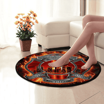 Never Forget Firefighter Circle Rug