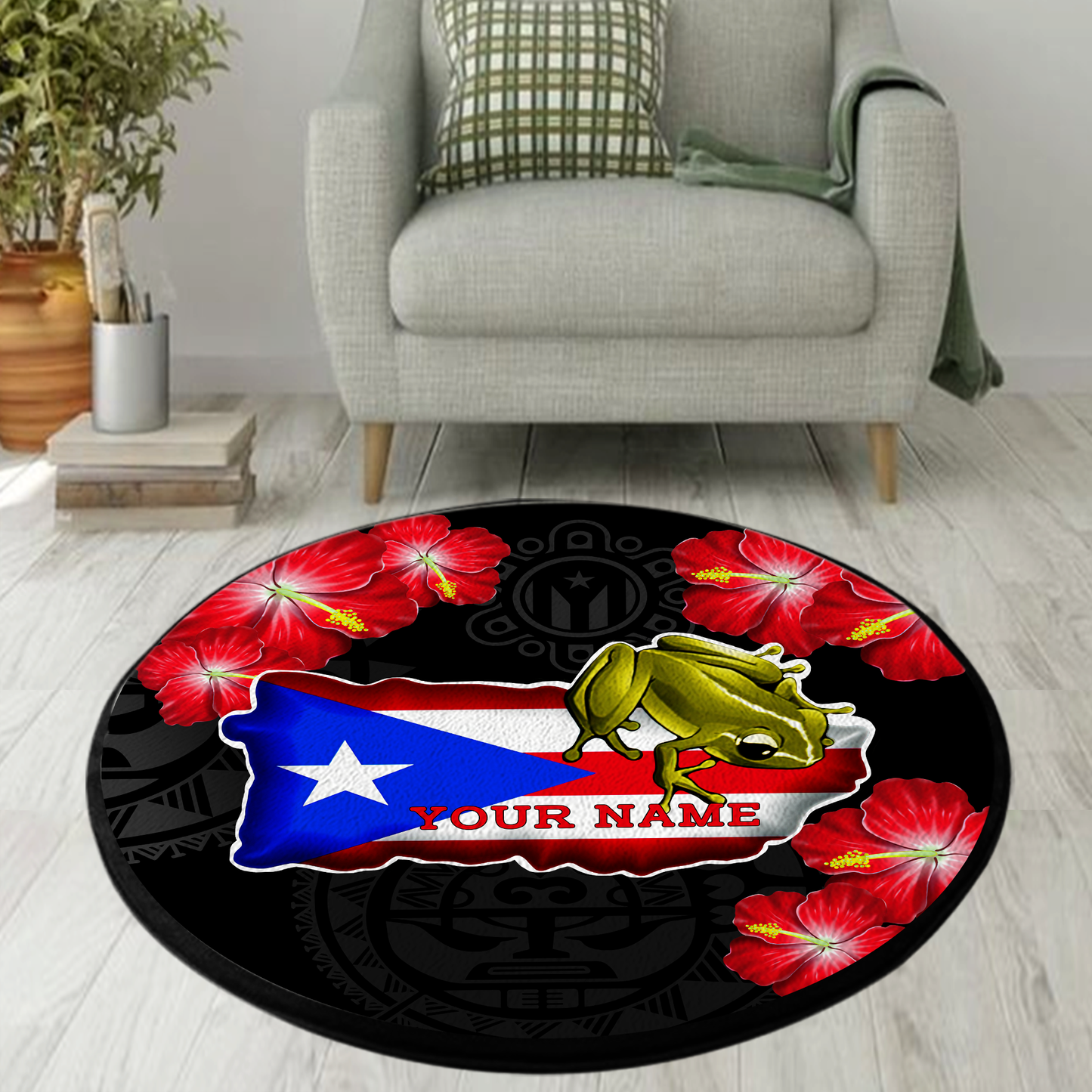 Customize Name Puerto Rico Circle Rug SN17042101.S4