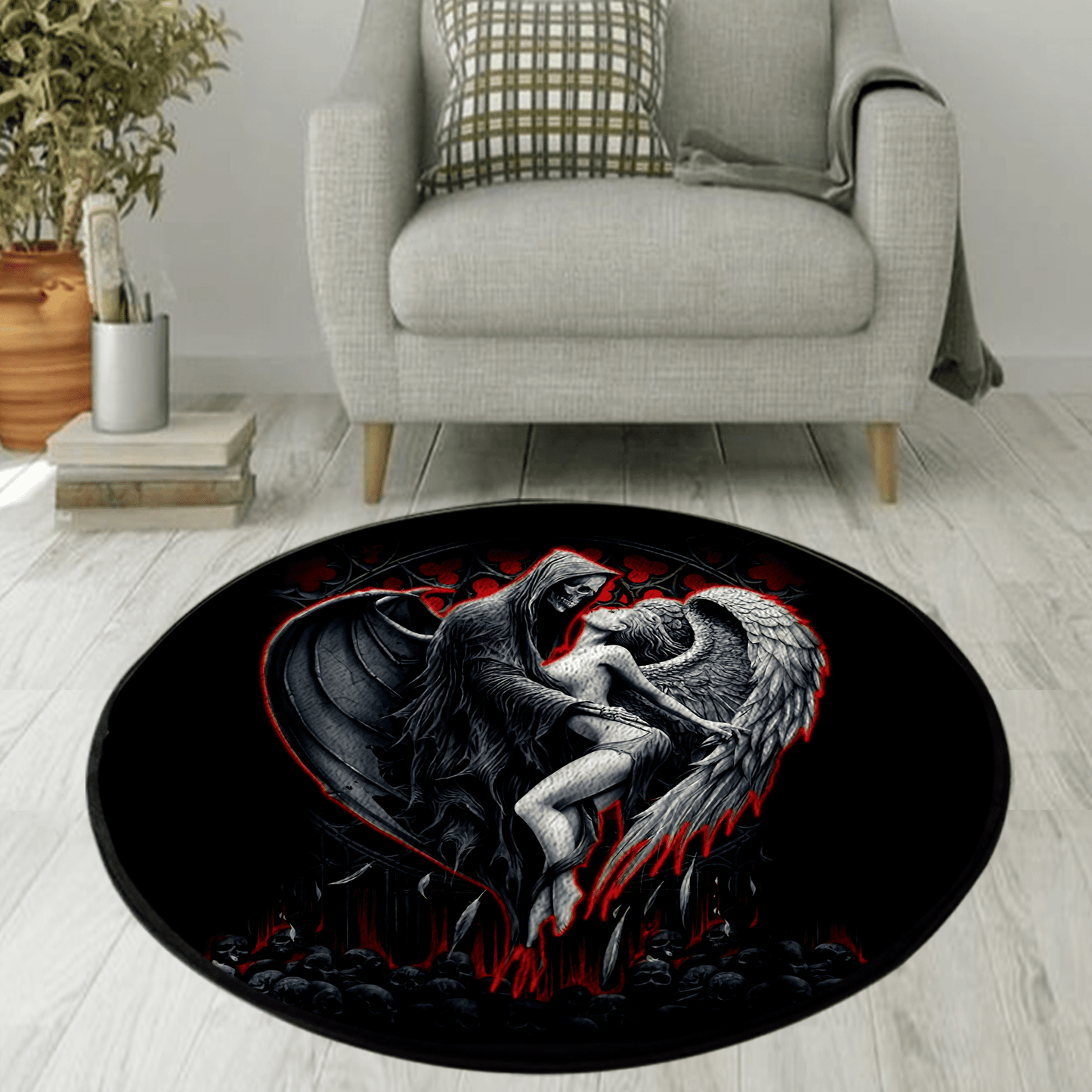 Skull and Beauty Circle Rug