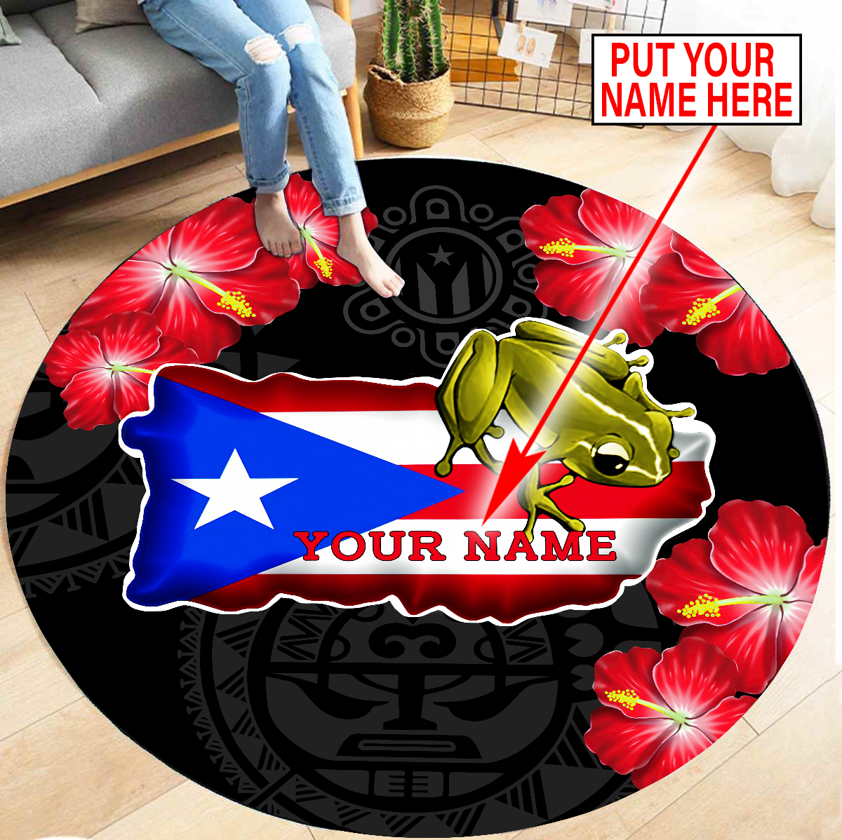 Customize Name Puerto Rico Circle Rug SN17042101.S4
