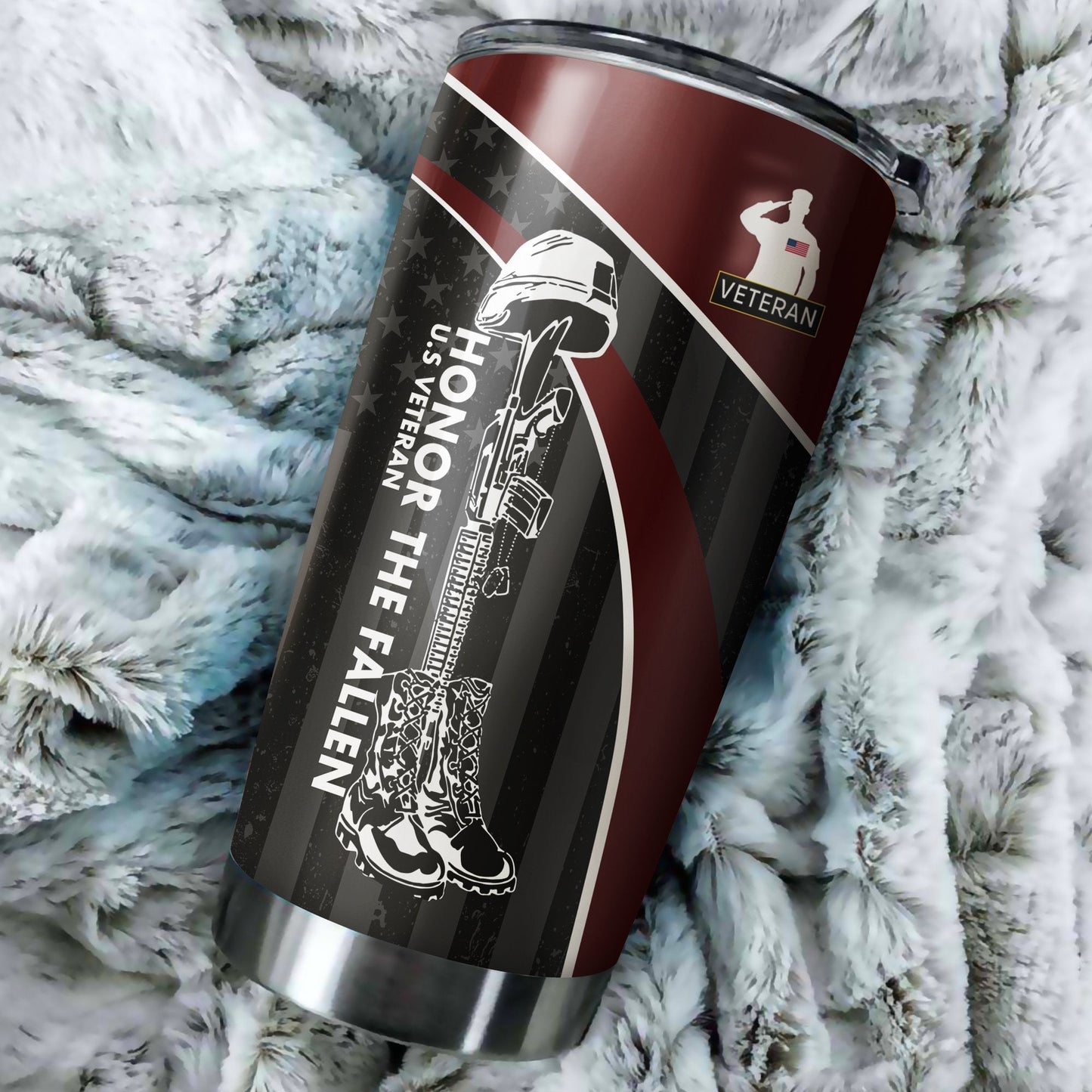 Veteran Honor the fallen Coming Home under a Flag Soldier stainless steel tumbler Proud Military