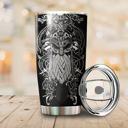 Vikings - Odin Tatoo Style Stainless Steel Tumbler Cup