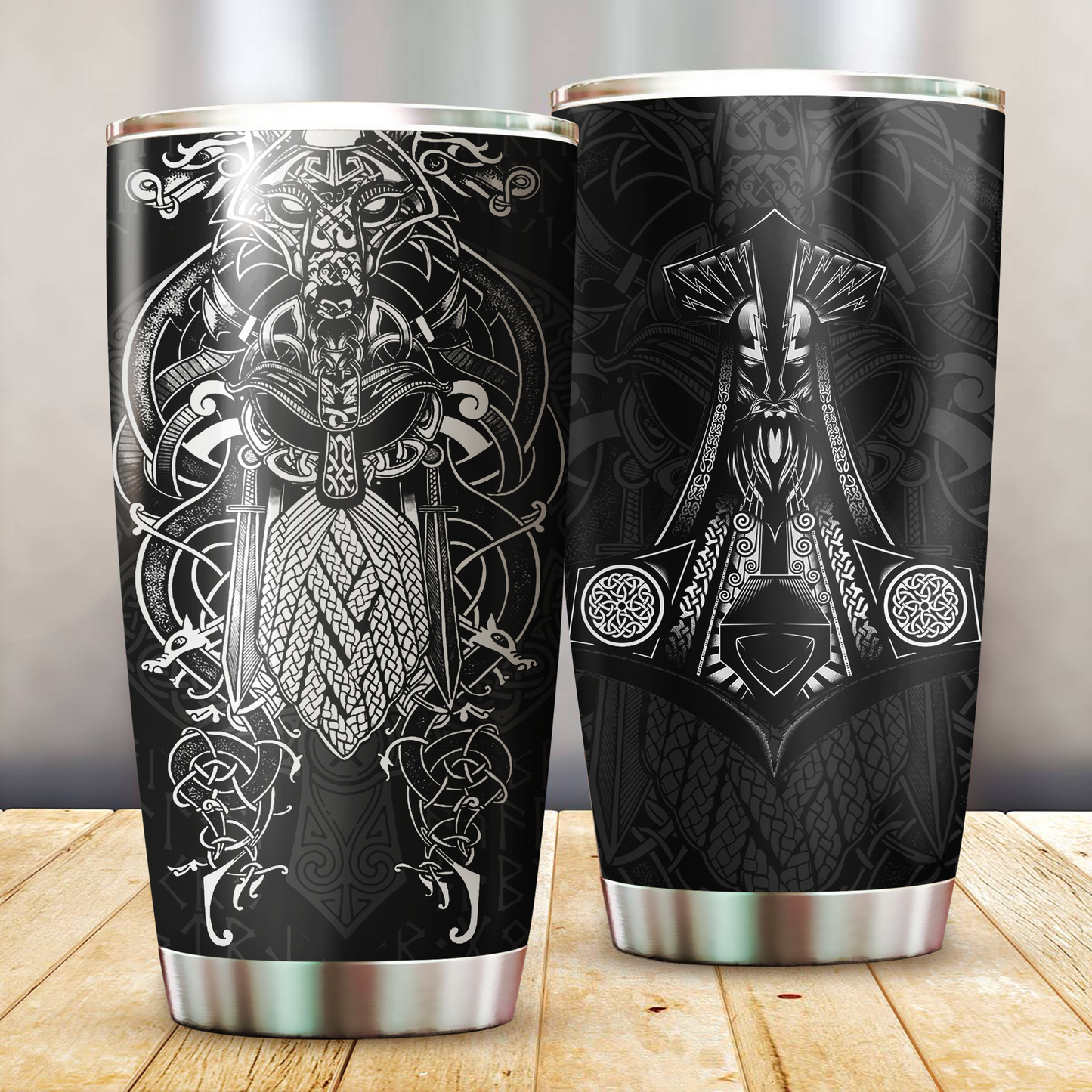 Vikings - Odin Tatoo Style Tumbler - Amaze Style™-