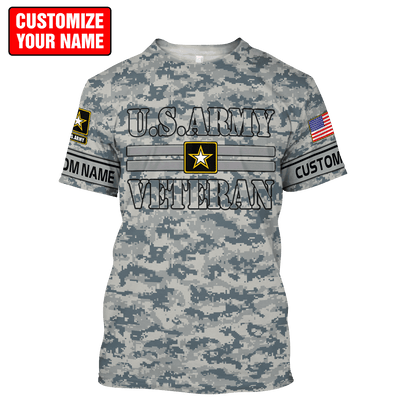 US Army Veteran Personalized Name 3D All Over Printed Unisex Hoodie
