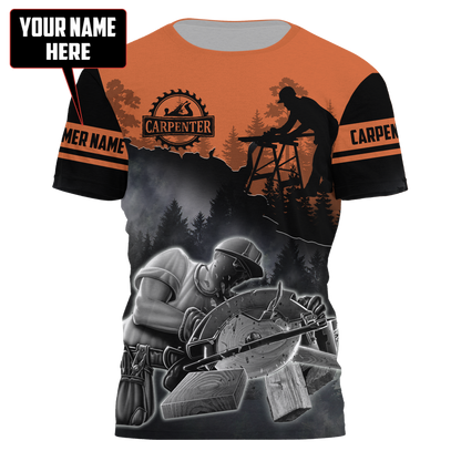 Personalized Name Carpenter 3D All Over Printed Unisex Shirts Orange Ver 2