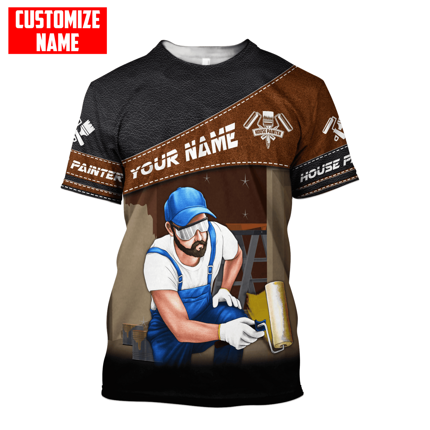Tmarc Tee Personalized Name Painter 3D All Over Printed Unisex Shirts Leather Texture