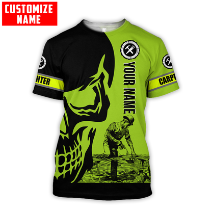 Personalized Name Carpenter 3D All Over Printed Unisex Shirts Green Neon