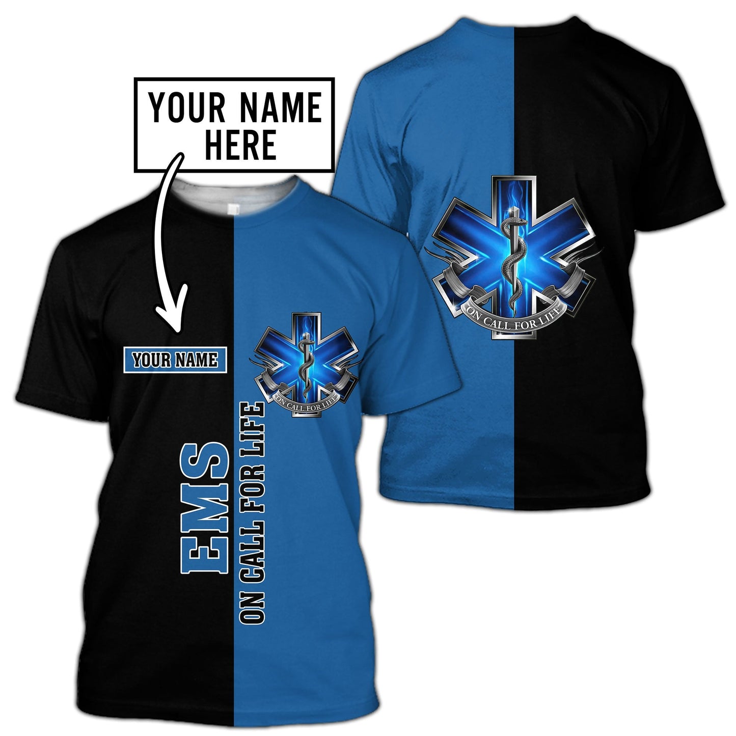 Premium EMS Personalized Name 3D All Over Printed Unisex Shirts