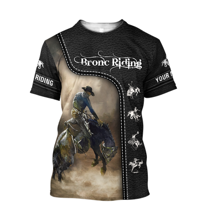 Personalized Name Rodeo 3D All Over Printed Unisex Shirts Black Leather Texture