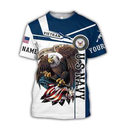 Custom name US Navy Veteran 3d printed shirts Proud Military