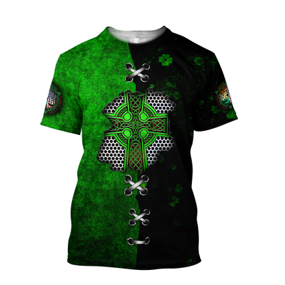Irish Celtic Knot Cross in my heart St.Patrick day 3D Design shirts