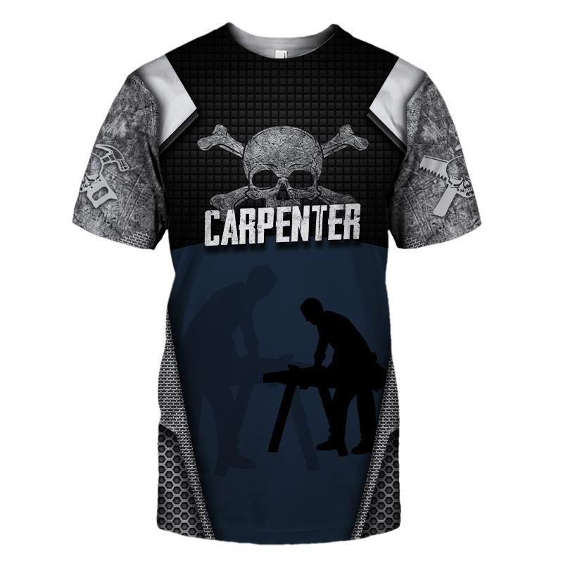 Personalized Name Carpenter 3D All Over Printed Unisex Shirts Metal Skull