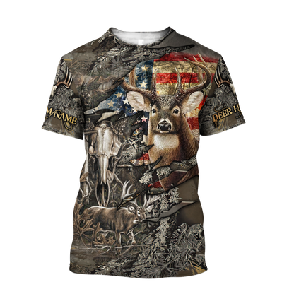 Deer Hunting Personalized Name 3D All Over Printed Shirts