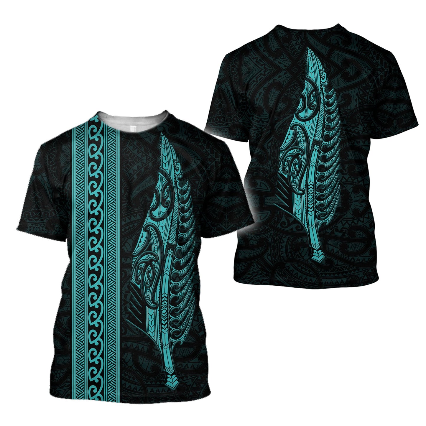 Maori Silver Fern Turquoise 3D Printed Unisex Shirts