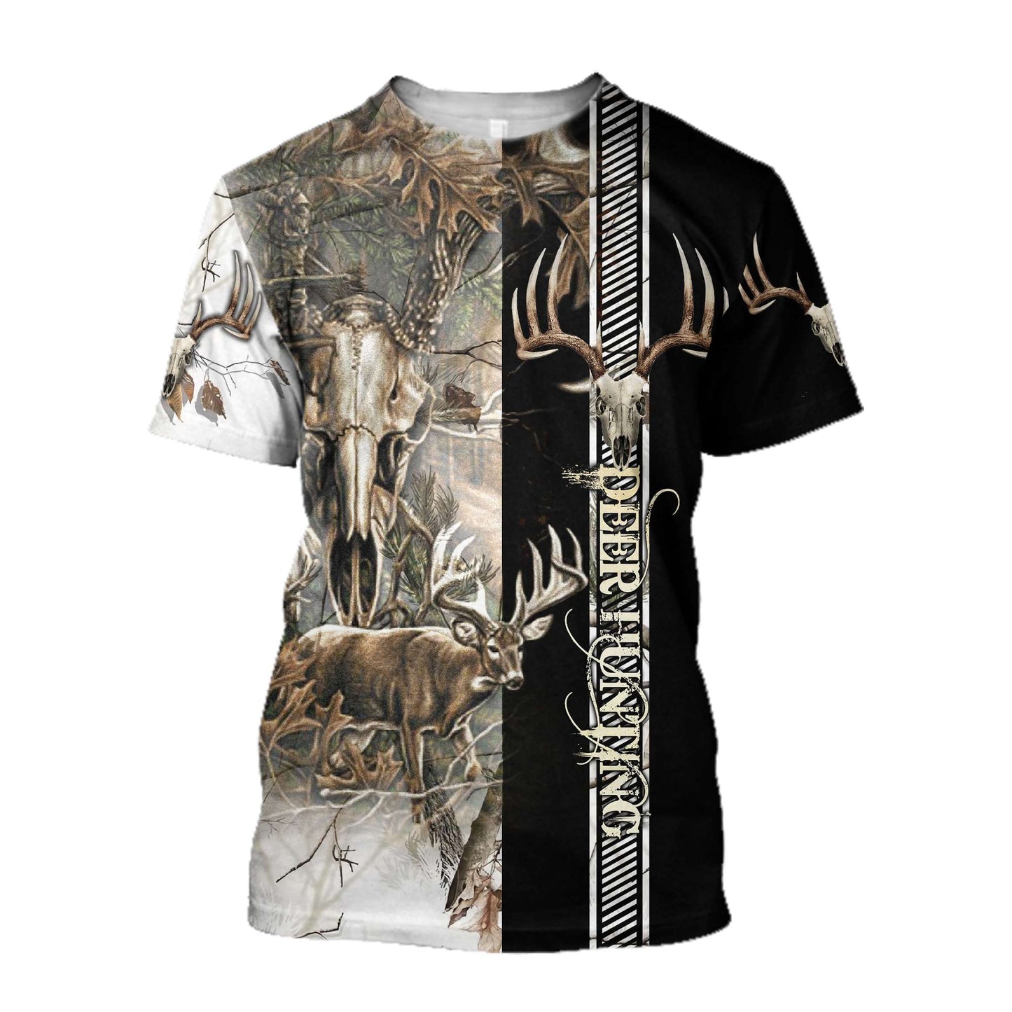 Personalized Name Deer Hunting 3D Printed Unisex Shirts White Camo