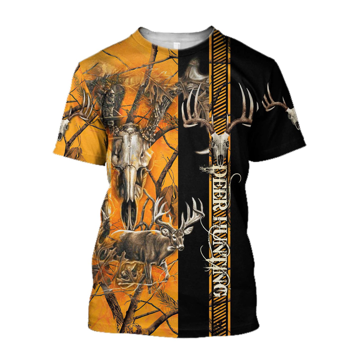 Personalized Name Deer Hunting 3D Printed Unisex Shirts Orange Camo Ver 6