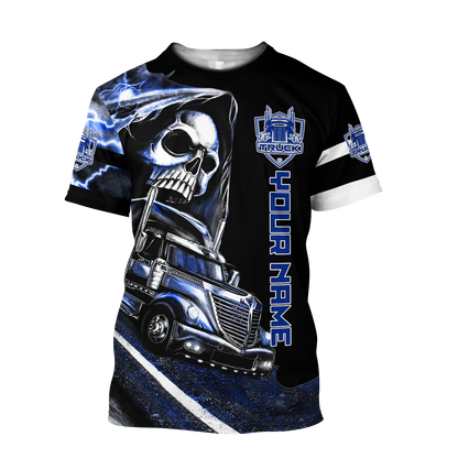 Customize Name Trucker 3D All Over Printed Shirts For Men and Women