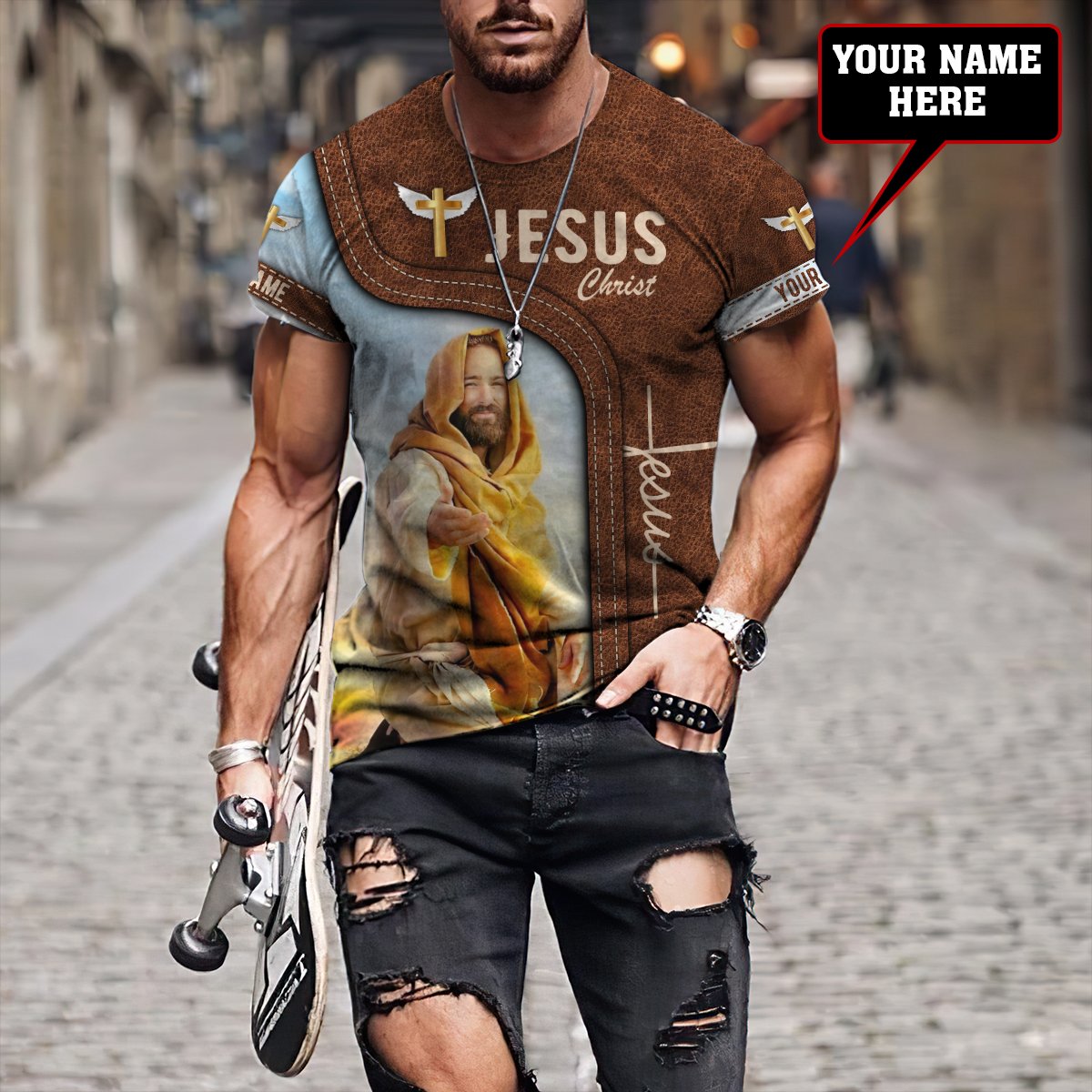 Persionalized Name Jesus 3D All Over Printed Unisex Hoodie
