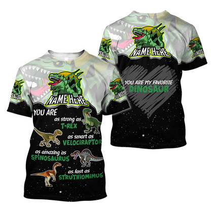 Customize Name Dinosaur 3D All Over Printed Unisex Shirts My Favorite Dinosaur