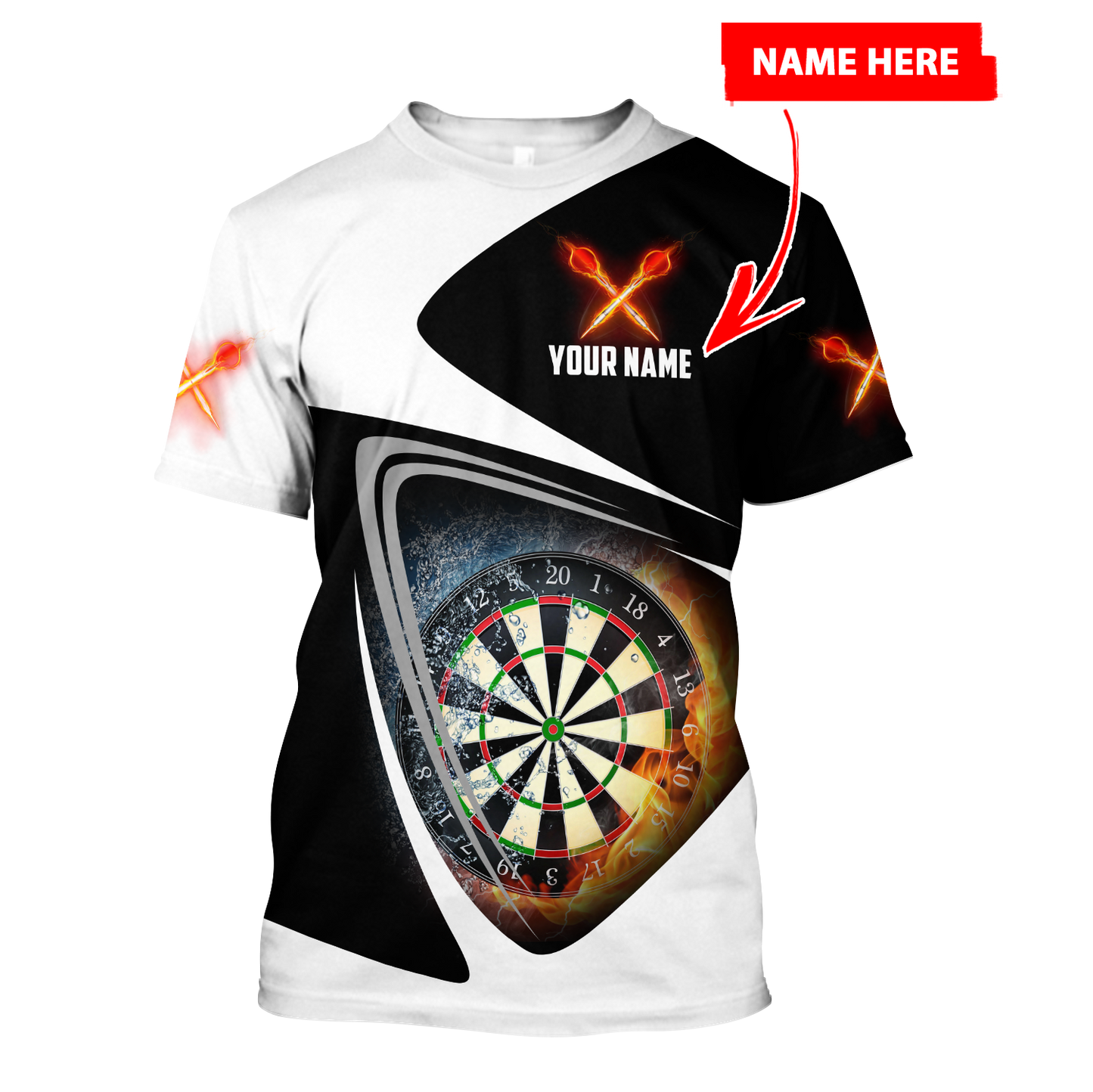 Darts Personalized Name Premium 3D All Over Unisex Hoodie ML
