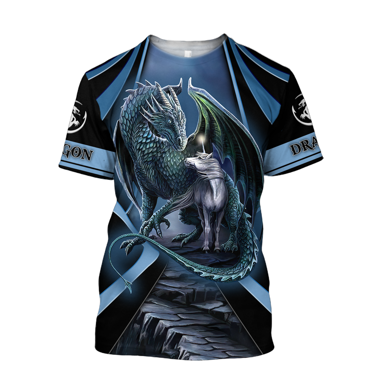 Premium All Over Printed Blue Dragon And Horse Shirts MEI