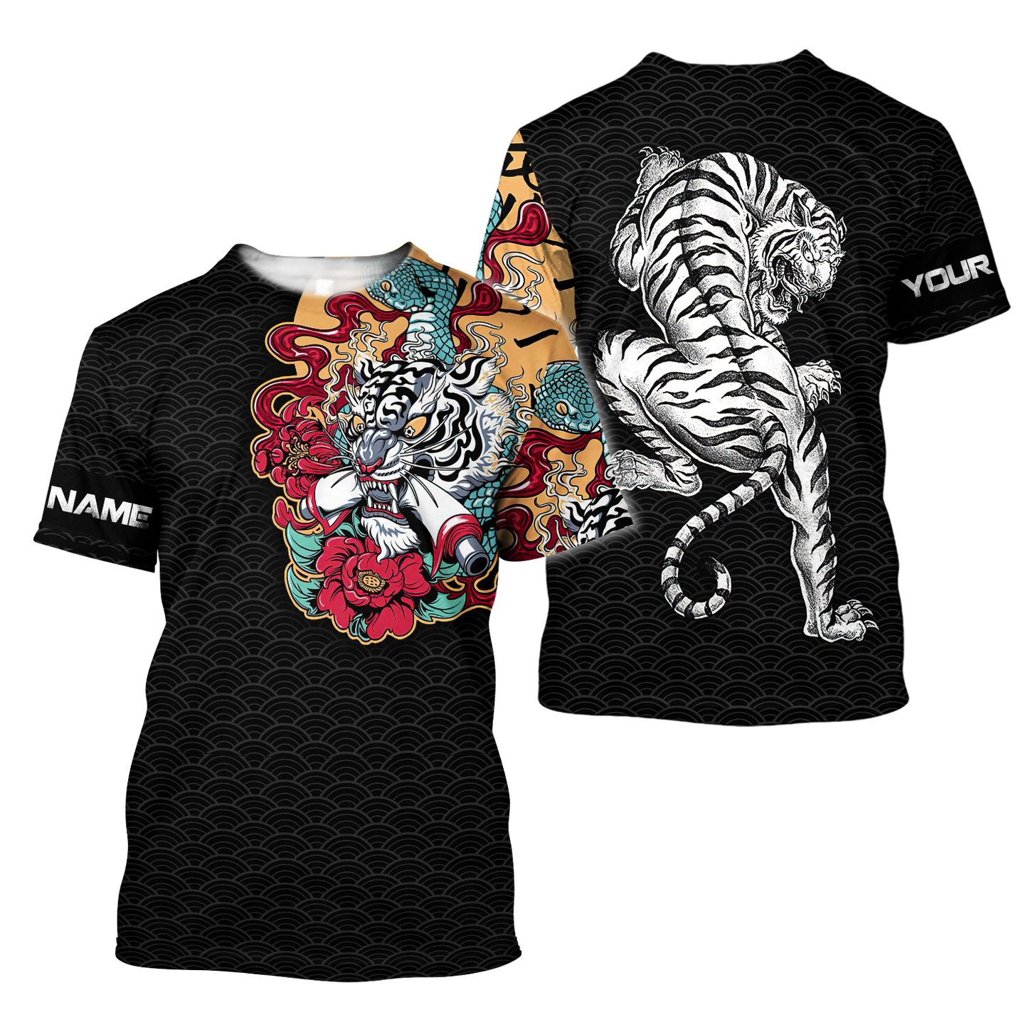 Custom Name Japanese Tiger 3D All Over Printed Unisex Shirts