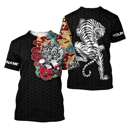 Custom Name Japanese Tiger 3D All Over Printed Unisex Shirts
