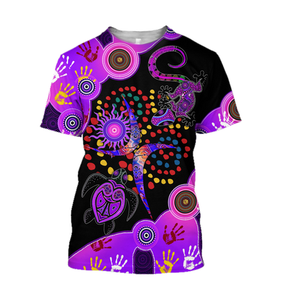 Aboriginal Naidoc Week 2021 Purple Turtle Lizard 3D print shirts