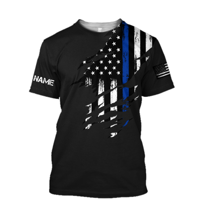 Thin Blue Line apparel US Law Enforcement custom name design 3d print shirts