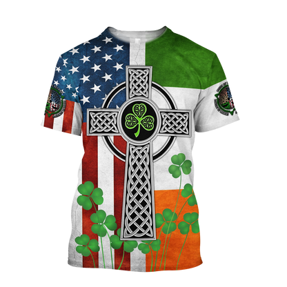 Irish Celtic Knot Cross St.Patrick day 3D Design print shirts
