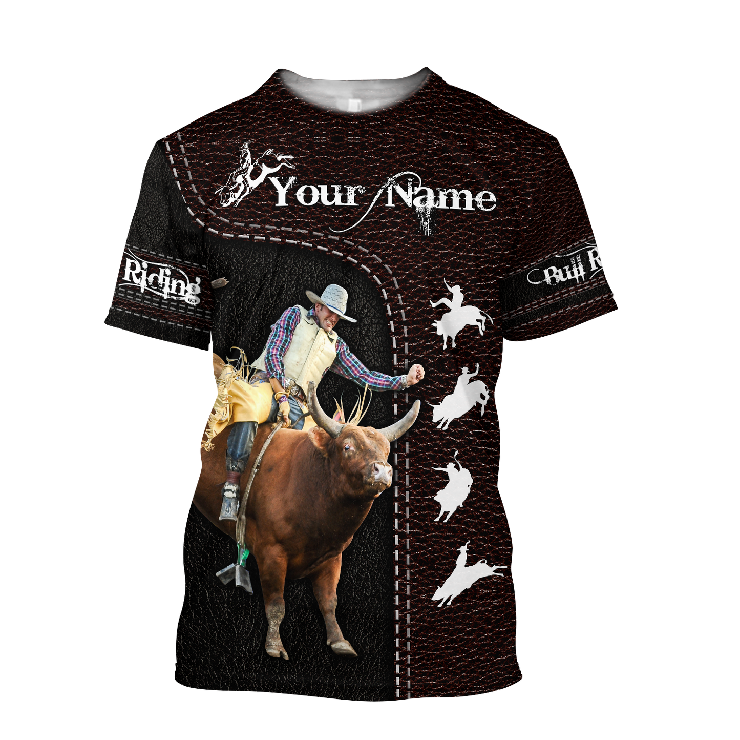 Customize Name Bull Riding 3D All Over Printed Unisex Shirts