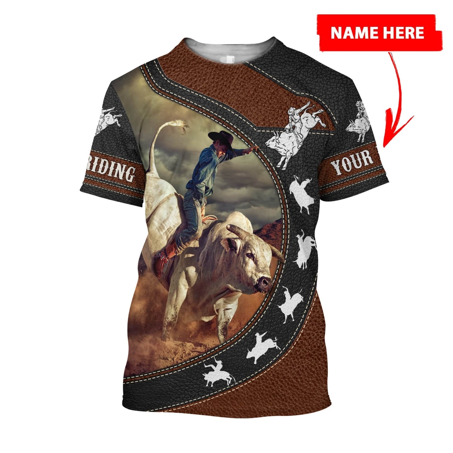 Personalized Name Bull Riding 3D All Over Printed Unisex Shirts Bull Rider Ver 3