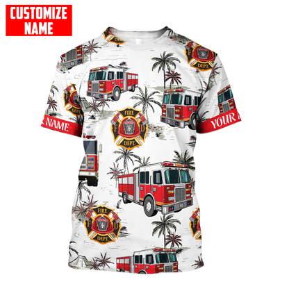 Customize Name Firefigher Combo T-Shirt And Board Short